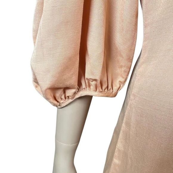 NWT Loeffler Randall Carmina Curve Seam Puff Sleeve Dress Cipria Peach Size 4 (0 - Picture 6 of 15